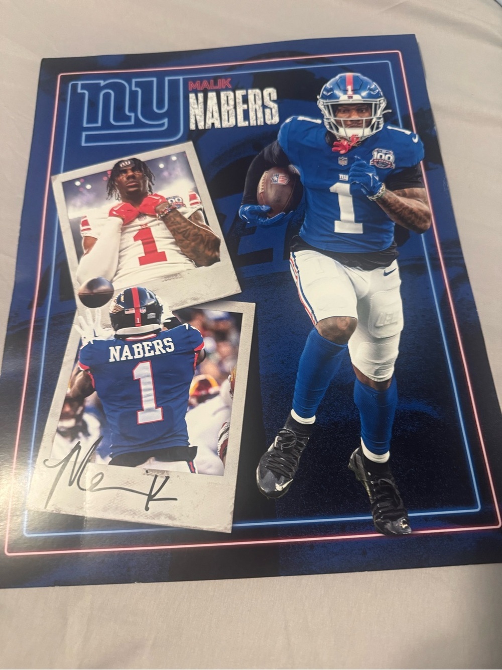 RARE Malik Nabers NY Giants Signed Print Photo - 8x10 Autographed #1 WR